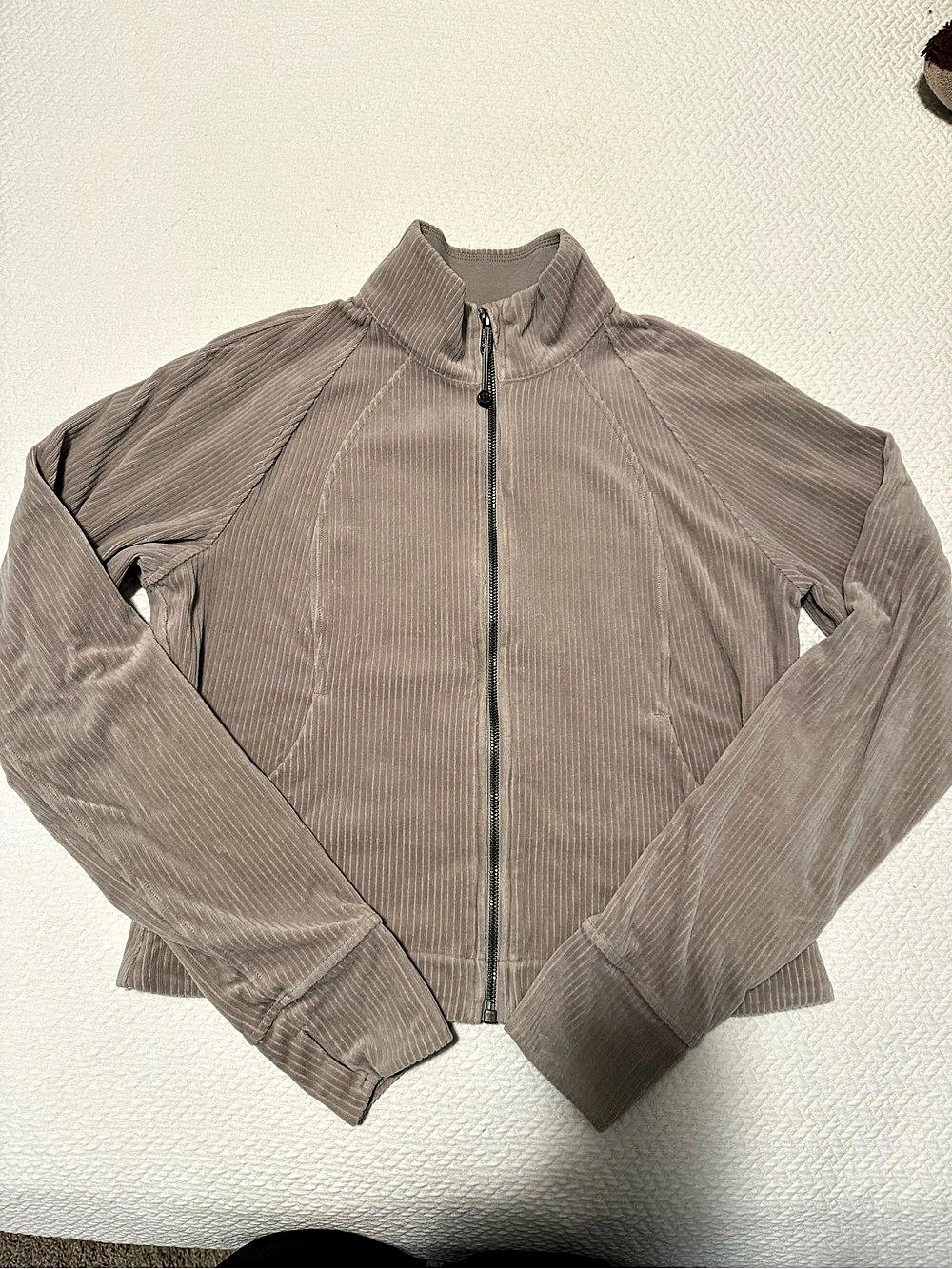 lululemon Define Jacket Ribbed Zip Jacket in color Riverstone Size 10